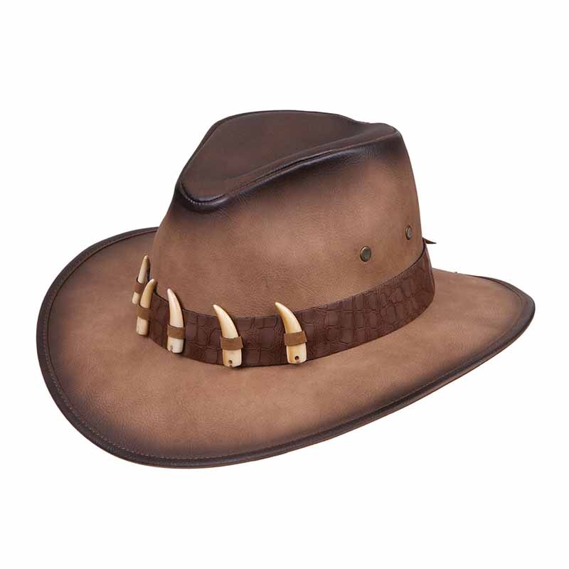 Western Safari Style Hat with Faux Animal Teeth Band – Kenny Keith Brown Medium (57 cm)