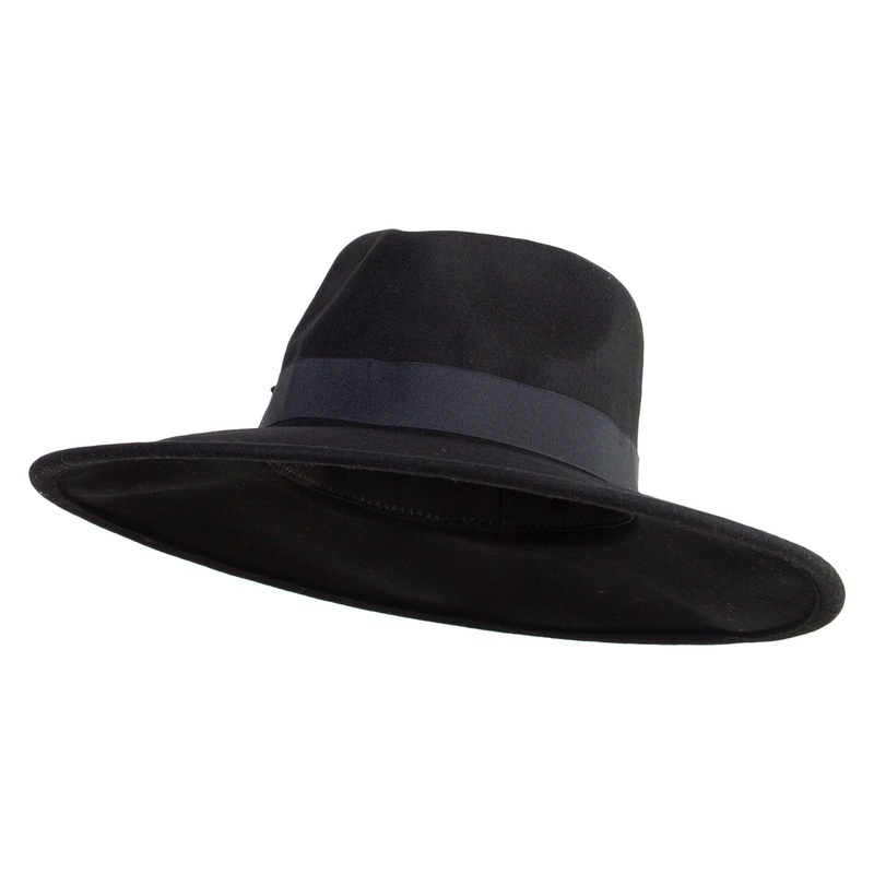 Women’s Pinched Fedora Crown Sewn Band Hat Black One Size
