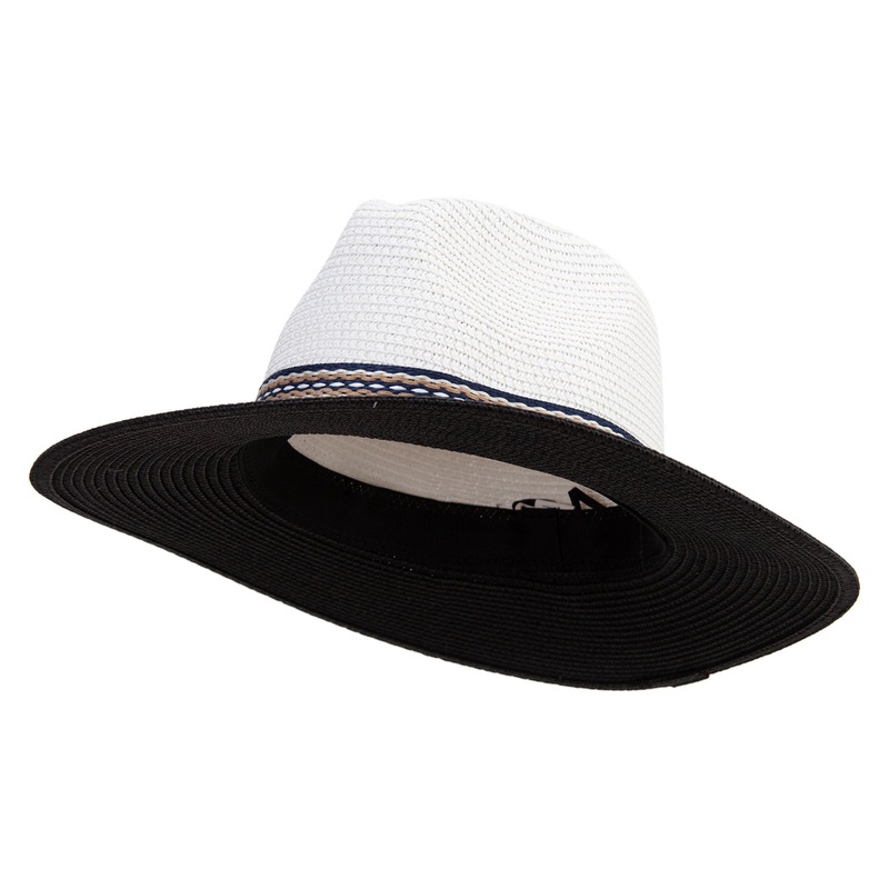 Women’s Two Tone Fedora Hat Black One Size