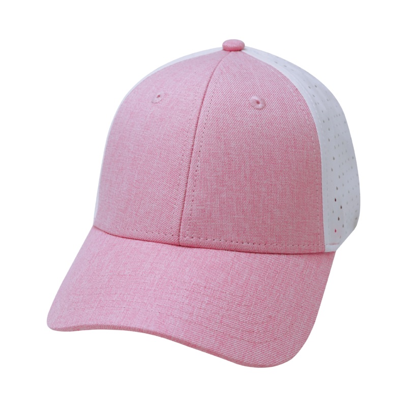 Blank – 6 Panel – Shallow Fit – Pony Tail – Pink / White (Unisex) – Laser Mesh