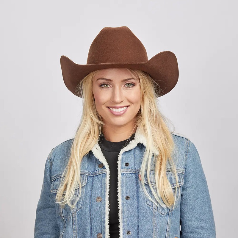 Cattleman | Womens Felt Cowgirl Hat with Western Hat Band Chocolate SM