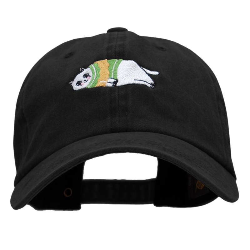 Cozy Sweater Cat Embroidered Unstructured Cotton Cap Black One Size