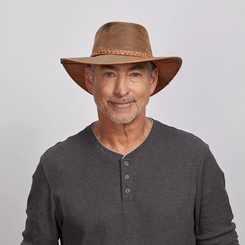 Crusher | Mens Crushable Leather Outback Hat Copper SM