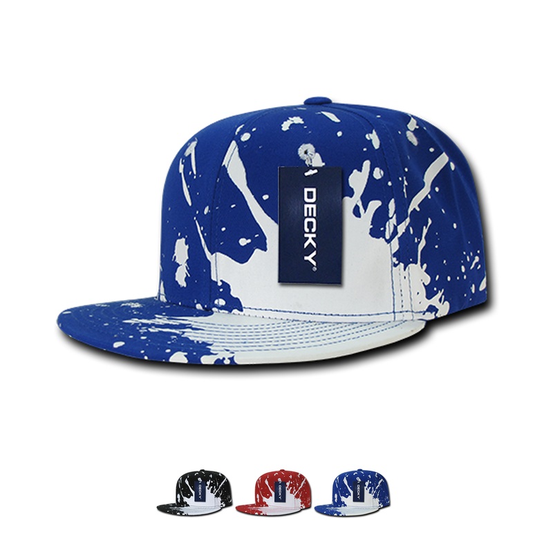Decky 1125 Splat Snapback Hat, Paint Splatter Flat Bill Cap – CASE Pricing Black