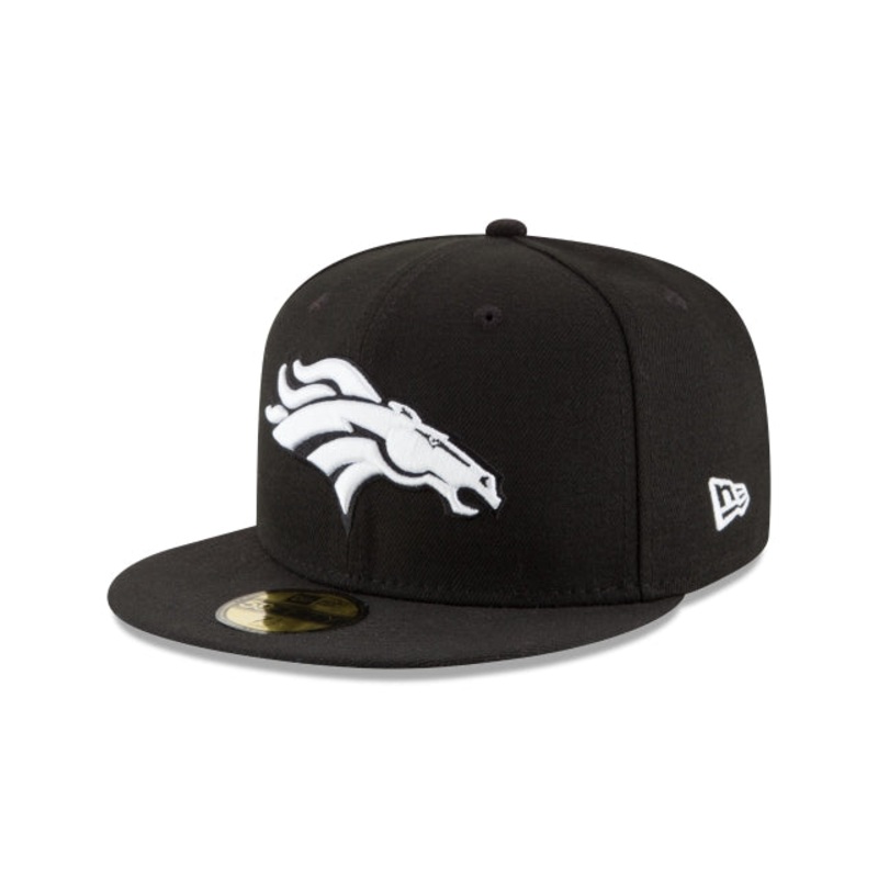 Denver Broncos Black & White 59FIFTY Fitted Hat 6 7/8