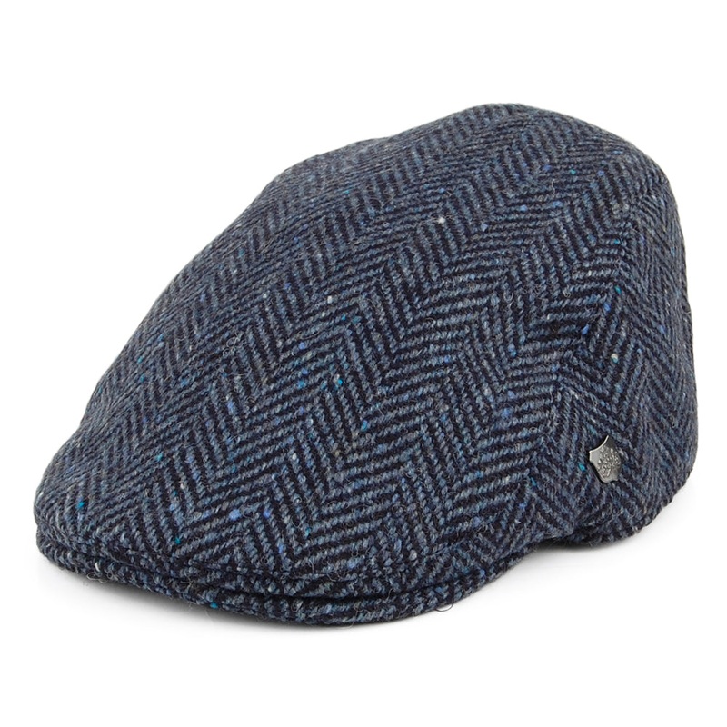 Failsworth Hats Stockholm Donegal Tweed Herringbone Flat Cap – Blue-Multi 55