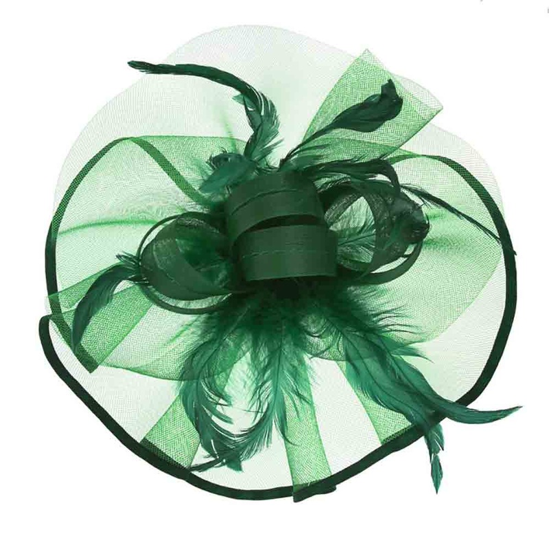 Fascinating Feather and Loop Fascinator – Sophia Collection Green