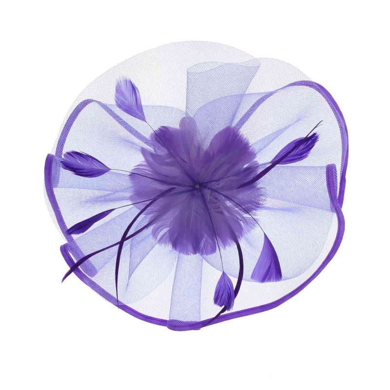 Feather Flower Center Fascinator Headband – Something Special Purple