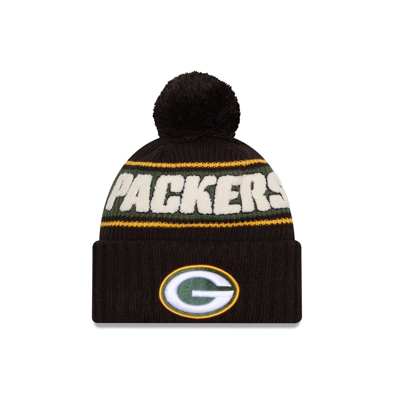 Green Bay Packers 2024 Cold Weather Black Pom Knit Hat One Size