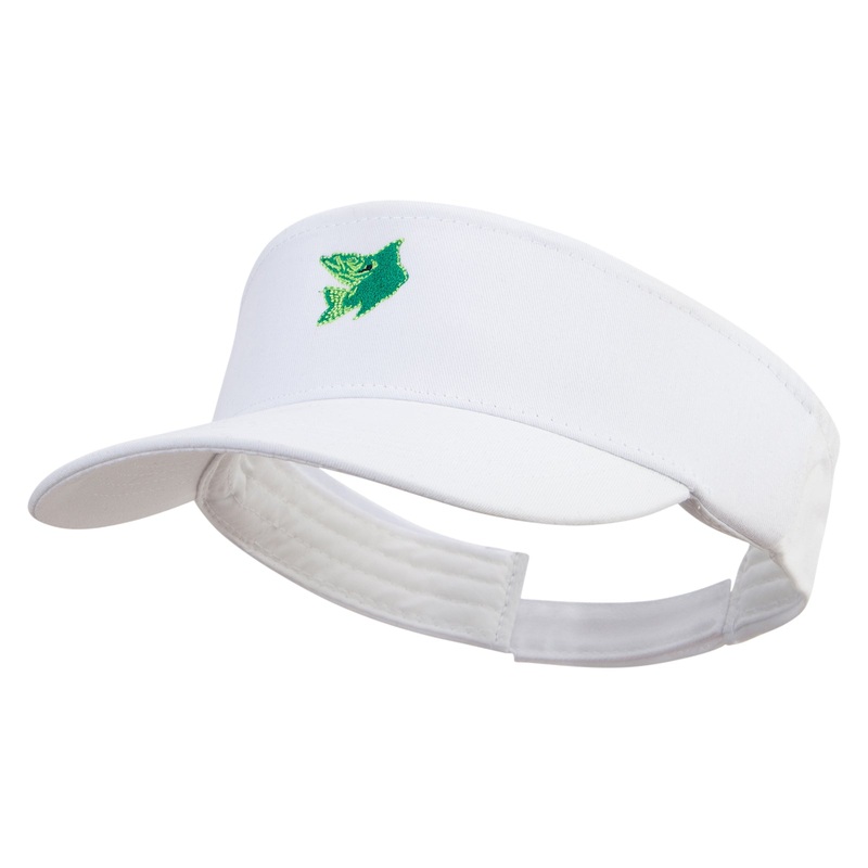 Green Fish Logo Embroidered Brushed Cotton Sun Visor White One Size