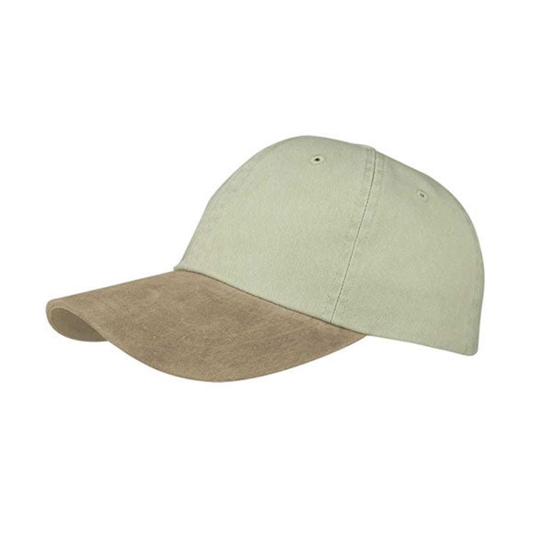 Mega Cap 7611B Washed Pigment Dyed Twill Cap W/Suede Bill BG-TAN