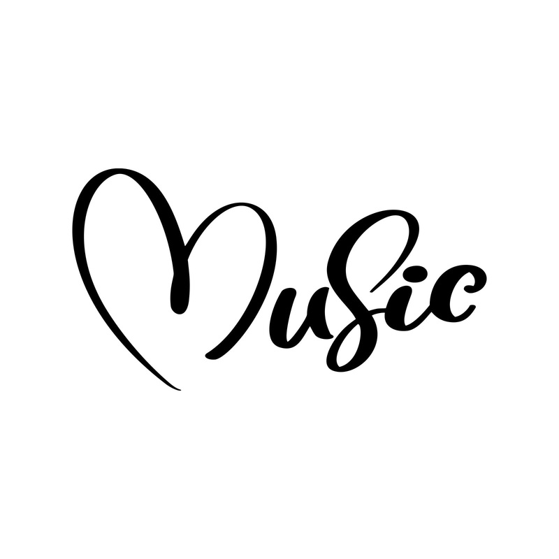 Music Script Heat Transfer Sticker Black One Size