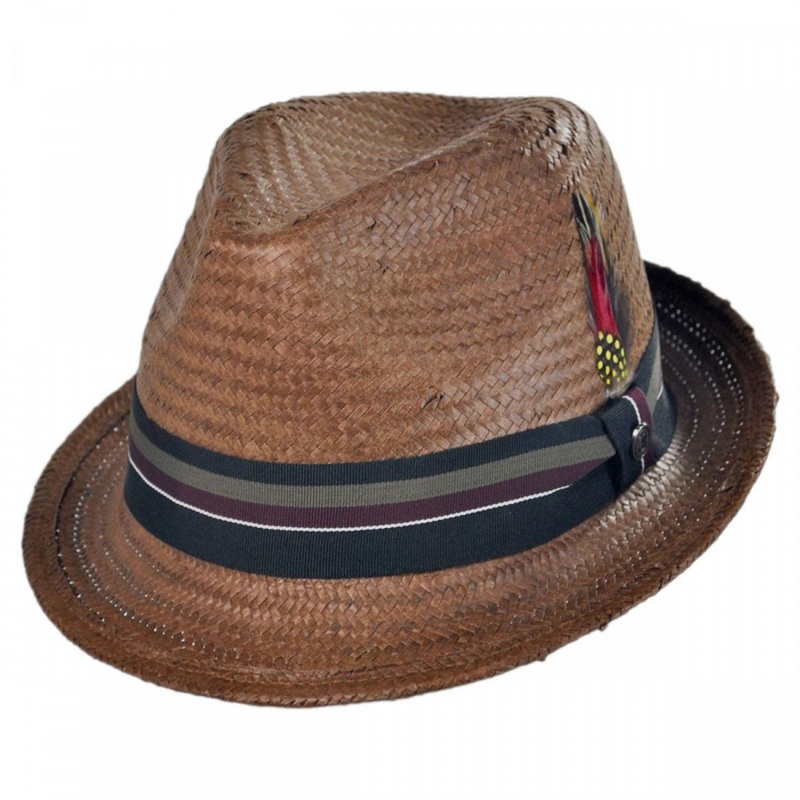Tribeca Toyo Straw Trilby Fedora Hat BROWN S