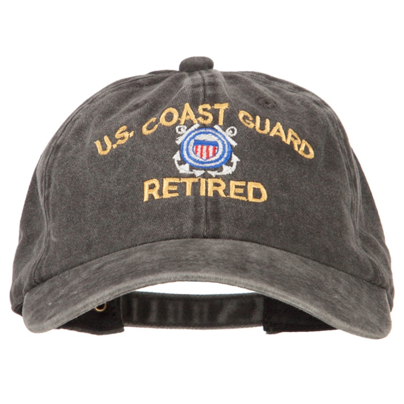 US Coast Guard Retired Embroidered Washed Cotton Twill Cap Black One Size