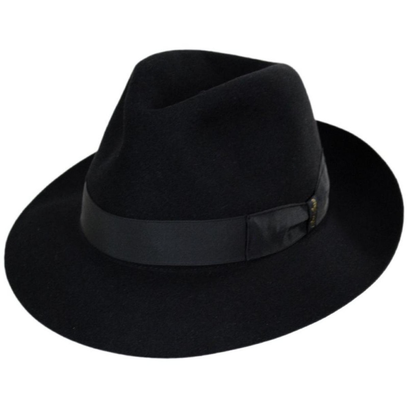 Alessandria Shaved Fur Felt Fedora Hat BLACK 55cm