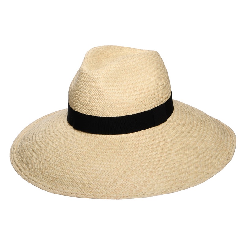 Christys Hats Jessica Wide Brim Panama Hat with Black Band – Natural 55