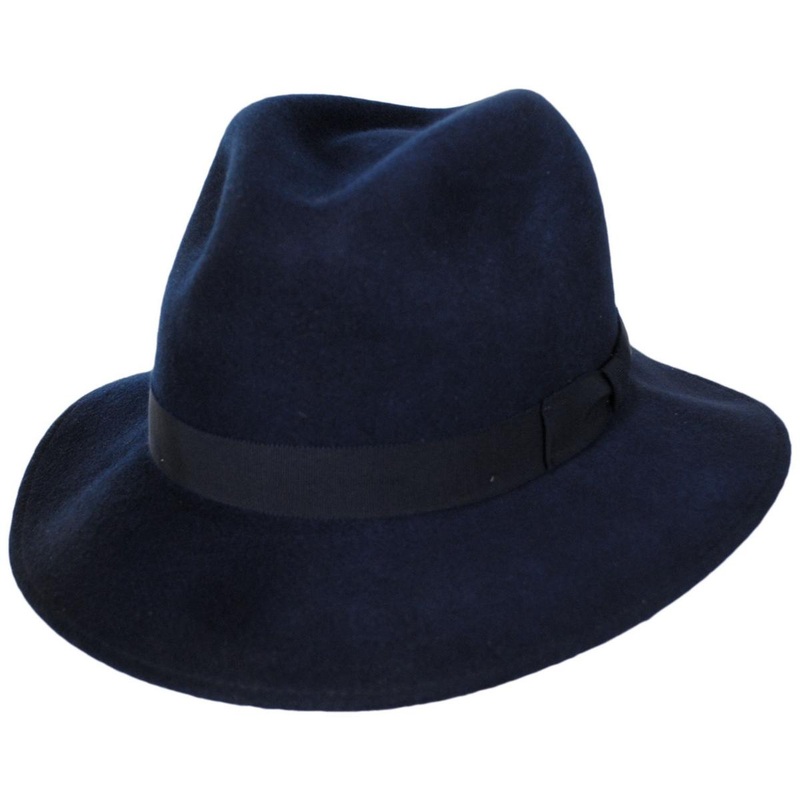 Criss Wool LiteFelt Long Teardrop Fedora Hat – Navy NAVY S