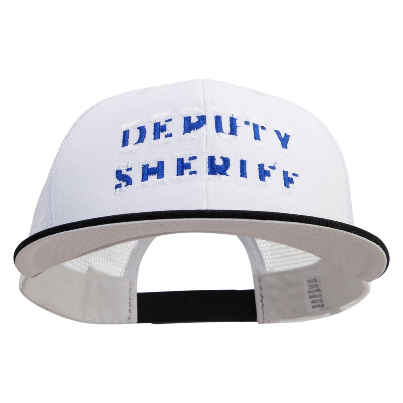 Deputy Sheriff Embroidered Big Size Premium Flat Bill Trucker Cap Black White XL-3XL