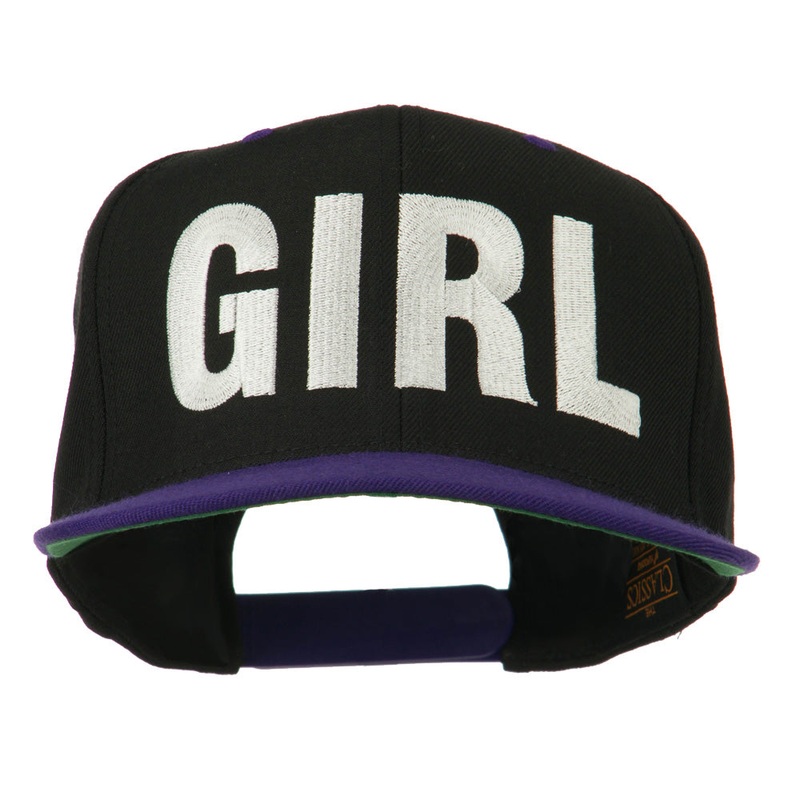 Flat Bill Hip Hop Casual Girl Embroidered Cap Black Purple One Size