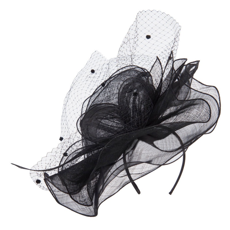 Flower Net Sinamay Fascinator Black One Size