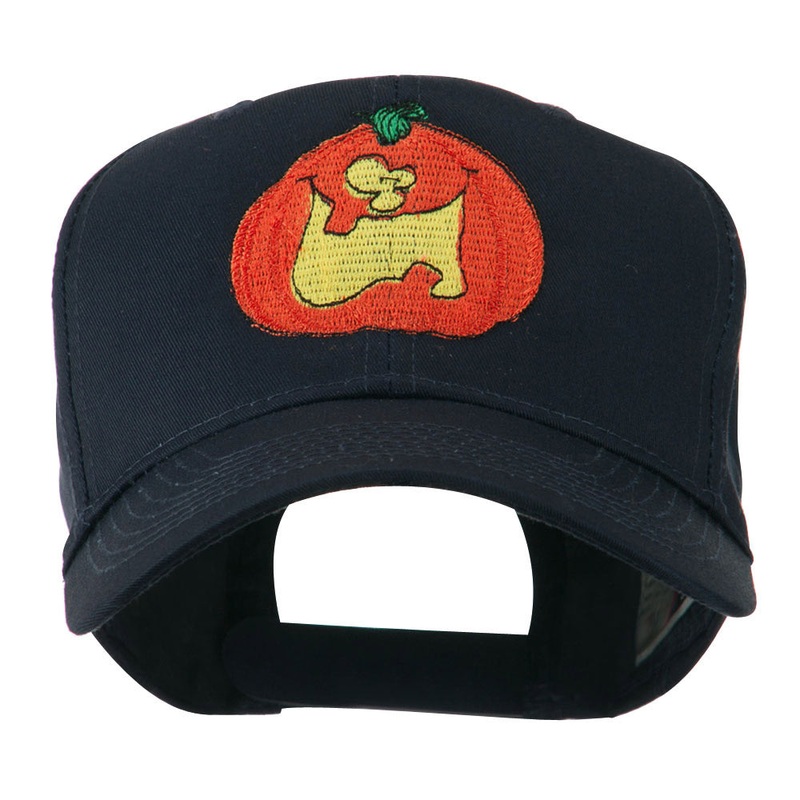 Funny Big Jack O Lantern Embroidered Cap Navy One Size