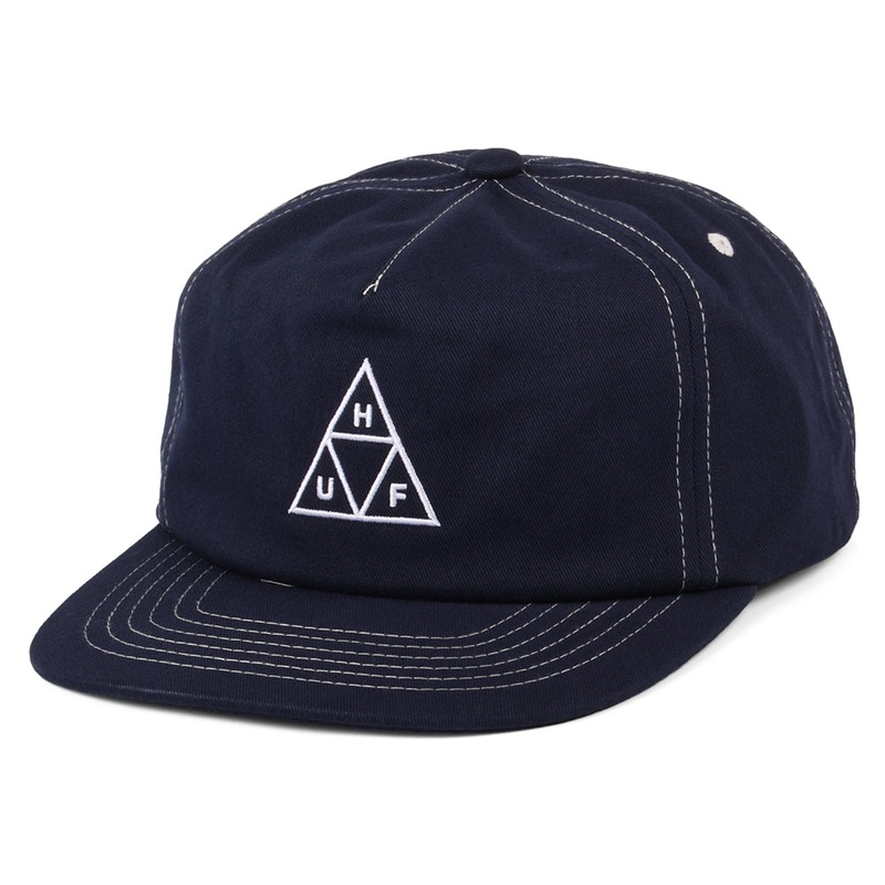 HUF Triple Triangle Unstructured Snapback Cap – Navy-White Adjustable