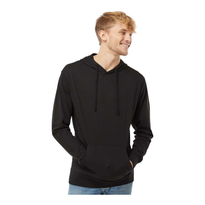 Independent Trading Co SS150J Unisex Lightweight Hooded Pullover T-Shirt Black XS