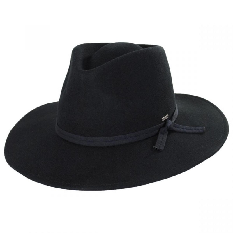 Joanna Packable Wool Felt Fedora Hat BLACK XS