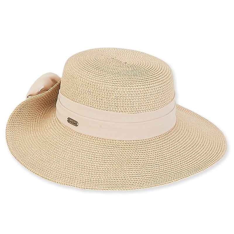 Light Tweed Wide Brim Pinned Up Back Sun Hat – Sun ‘N’ Sand Hats Natural Medium (57 cm)