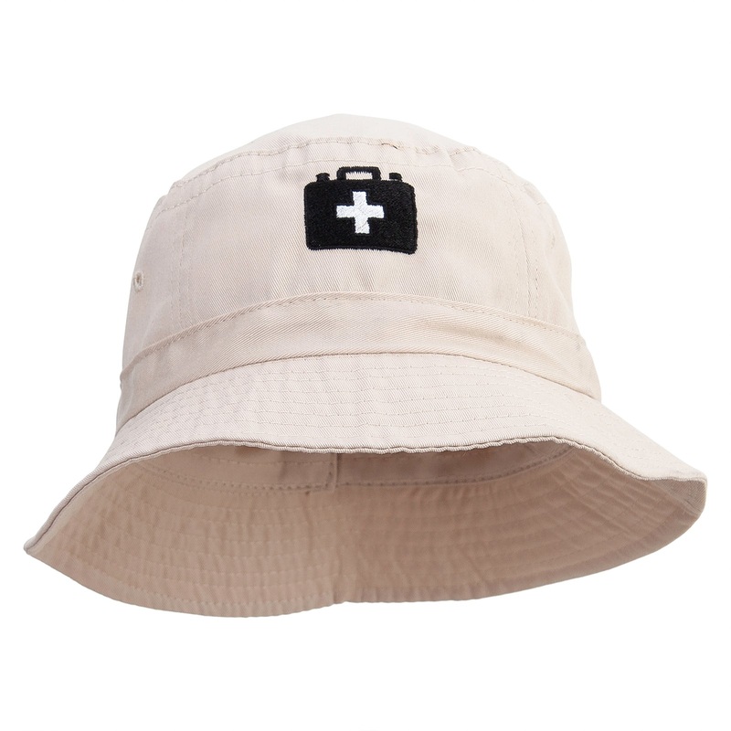 Medical Kit Embroidered Pigment Dyed Bucket Hat Khaki One Size