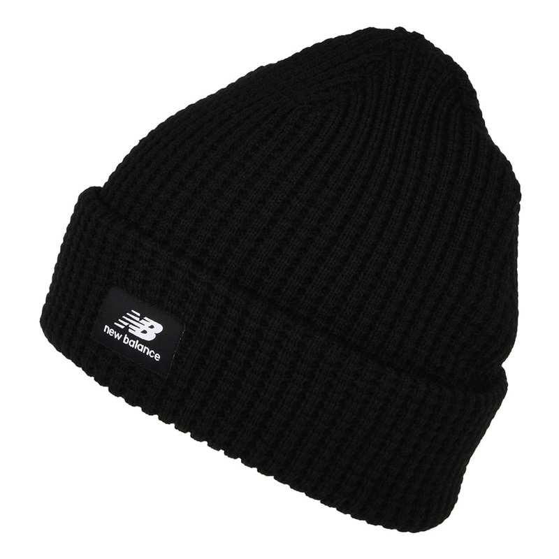 New Balance Hats Waffle Knit Cuffed Beanie Hat – Black 1-Size