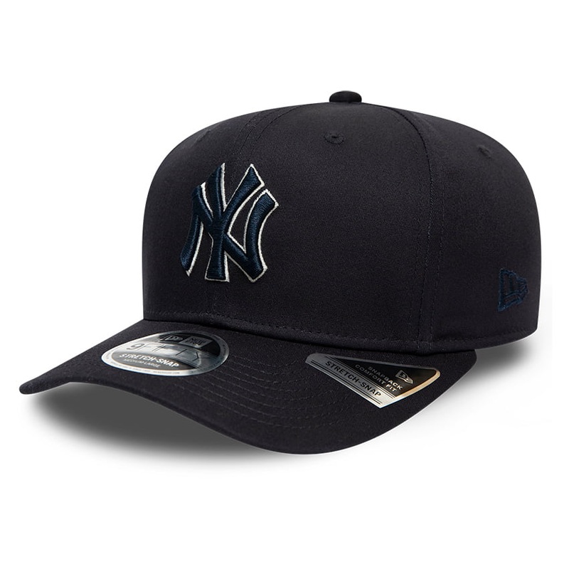 New Era 9FIFTY New York Yankees Snapback Cap – MLB Team Outline Stretch Snap – Navy Blue Small/Medium
