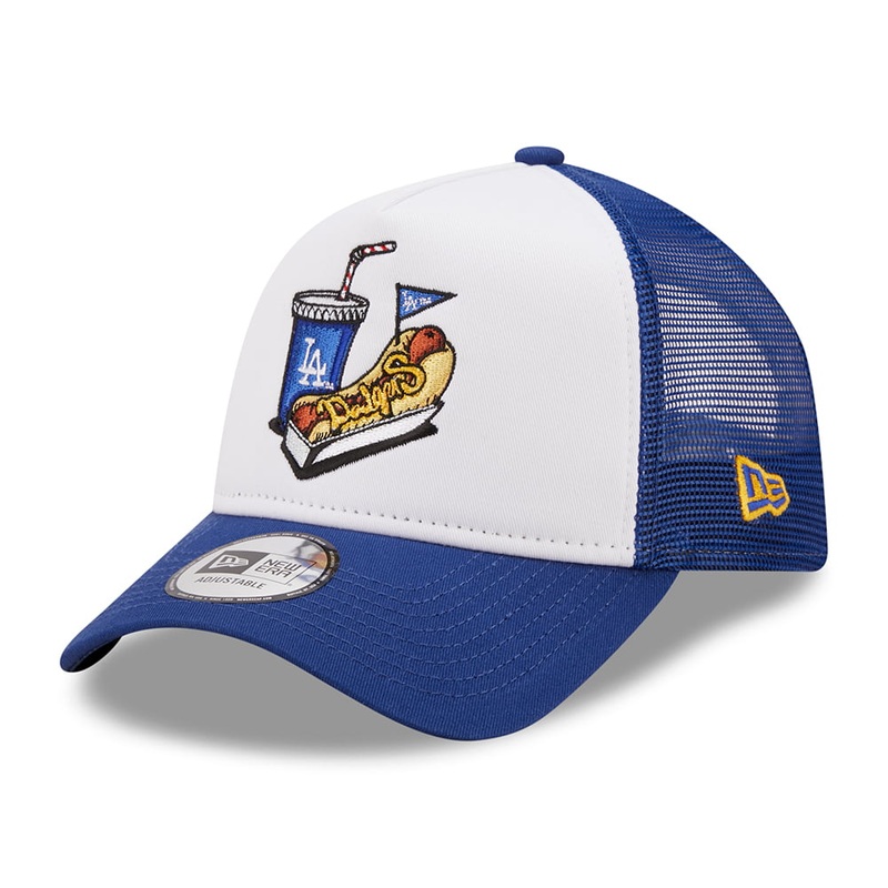 New Era L.A. Dodgers A-Frame Trucker Cap – MLB Stadium Food – Royal Blue-White Adjustable