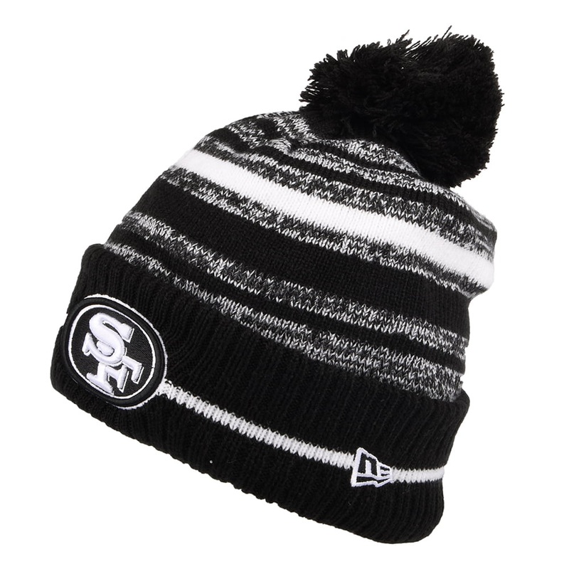 New Era San Francisco 49ers Bobble Hat – NFL Sport Knit – Black-White 1-Size