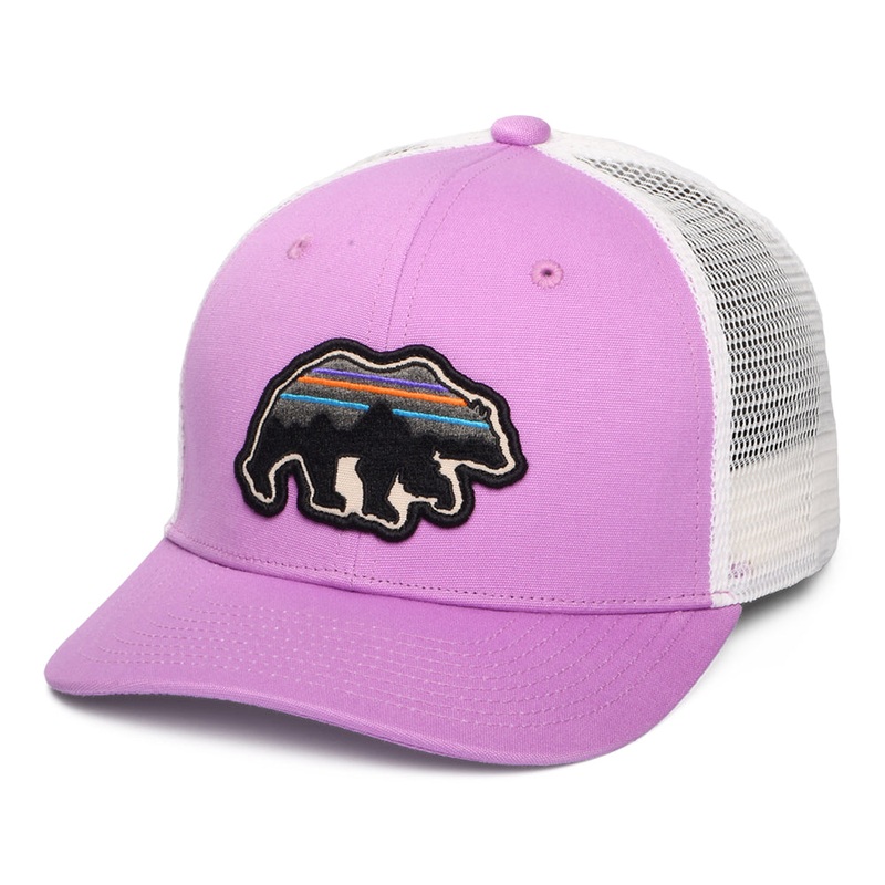 Patagonia Hats Kids Back For Good Bear Organic Cotton Trucker Cap – Purple-White CHILD ADJ.