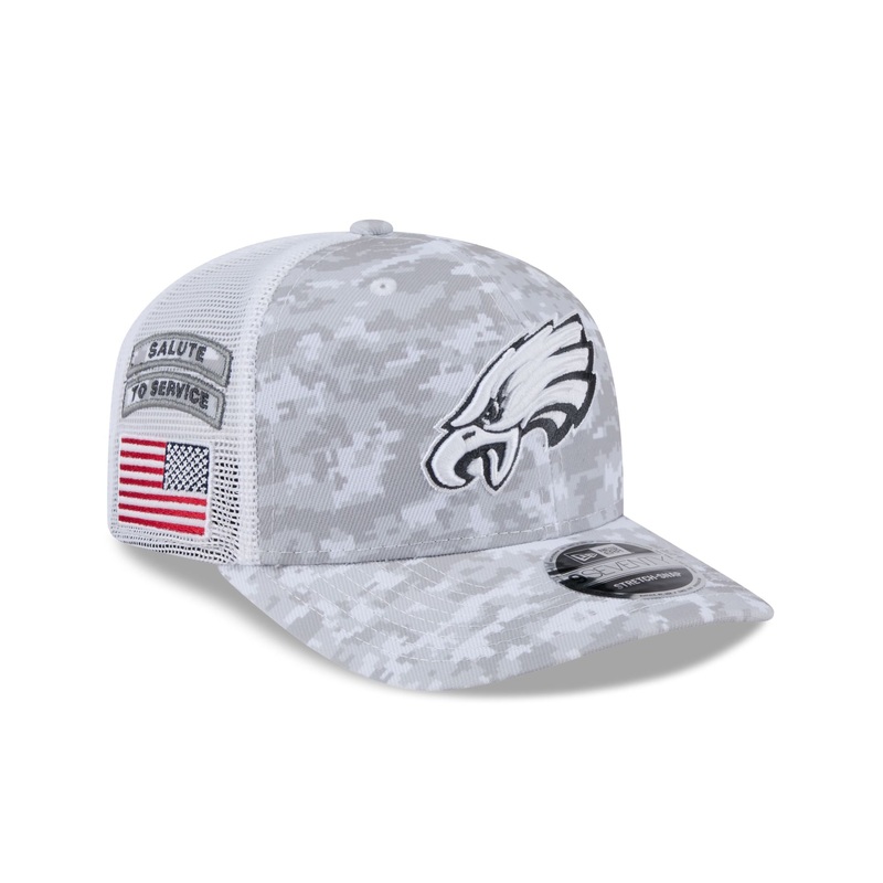Philadelphia Eagles 2024 Salute to Service 9SEVENTY Trucker Hat One Size