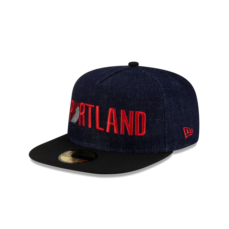 Portland Trail Blazers Navy Denim 59FIFTY A-Frame Fitted Hat 7