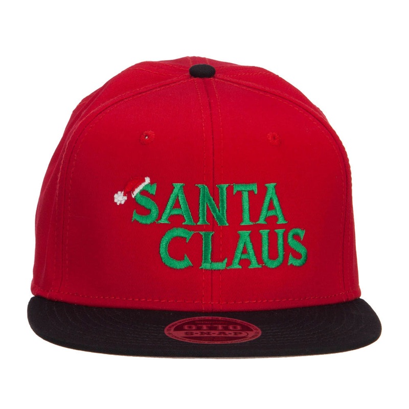 Santa Claus Embroidered Snapback Cap Black Red One Size