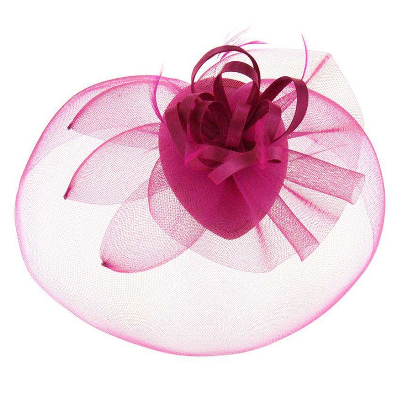 Sinamay Heart Fascinator Fuchsia