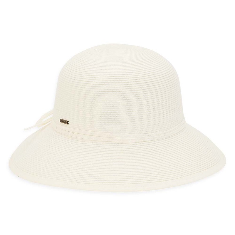 Split Brim Straw Cloche with Double Bow – Sun ‘N’ Sand Hats Ivory OS (57 cm)