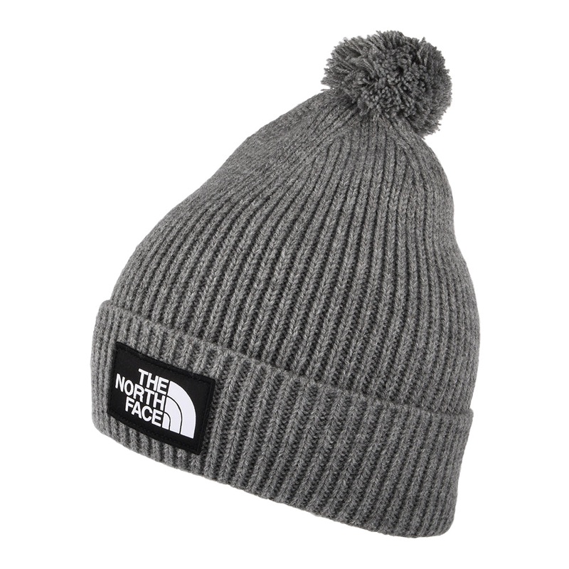 The North Face Hats TNF Logo Box Pom Recycled Bobble Hat – Grey Heather 1-Size