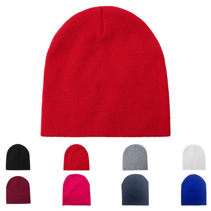 Unbranded Short Knit Beanie, Blank Knit Cap Black