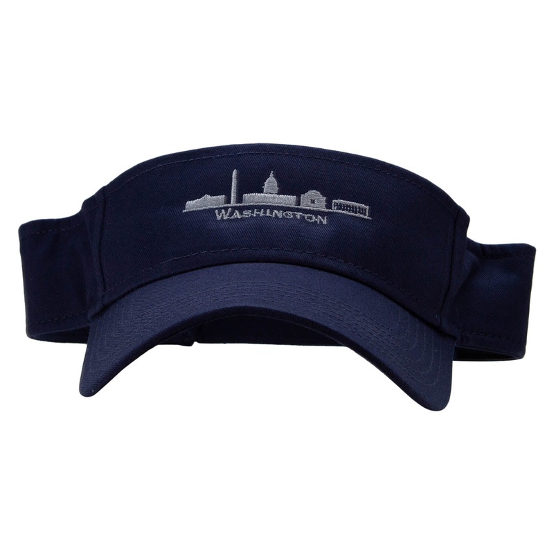 Washington Embroidered Cotton Twill Sun Visor Navy One Size