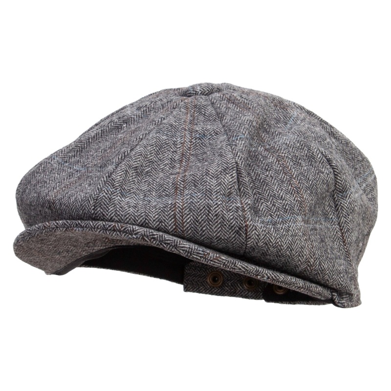 8 Panel Newsboy With Adjustable Button Black One Size