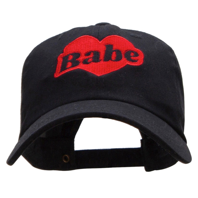 Babe Heart Embroidered Unstructured Cotton Twill Washed Cap Black One Size