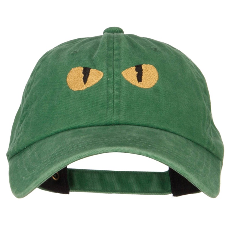 Cat Eyes Embroidered Unstructured Cotton Cap Kelly Green One Size
