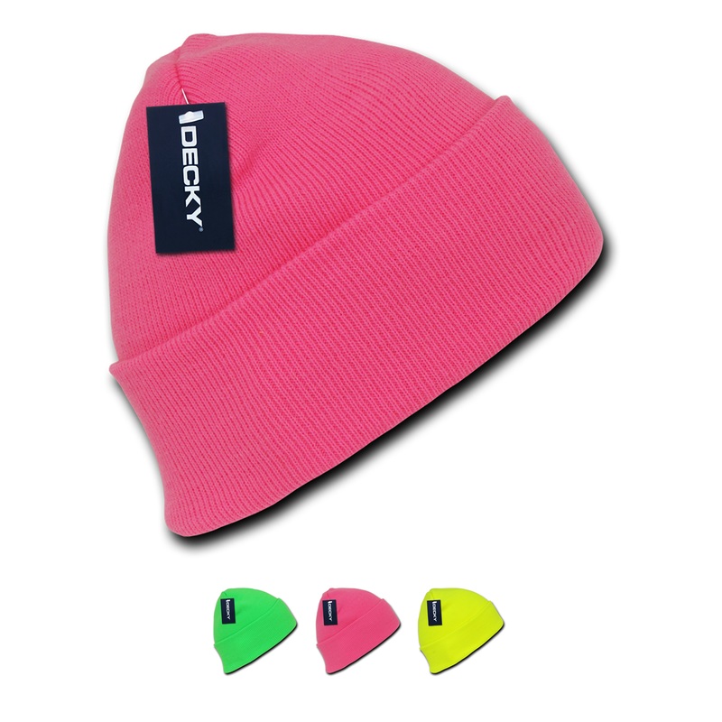 Decky 813 – Neon Long Beanie, Acrylic Knit Cap Neon Green