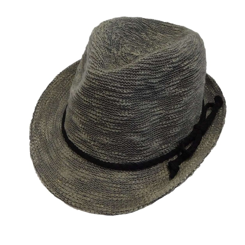 Kid’s Knobby Knit Fedora Hat – Grey Grey