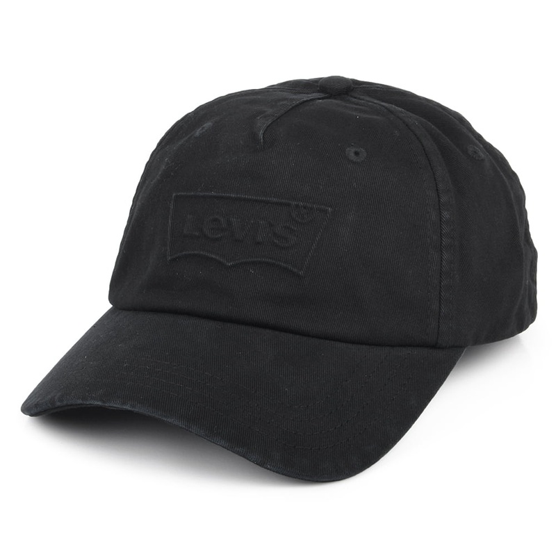 Levi’s Hats Washed Debossed Big Batwing Baseball Cap – Black Adjustable