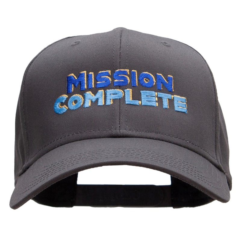 Mission Complete Embroidered Solid Cotton Twill Pro Style Cap Charcoal One Size